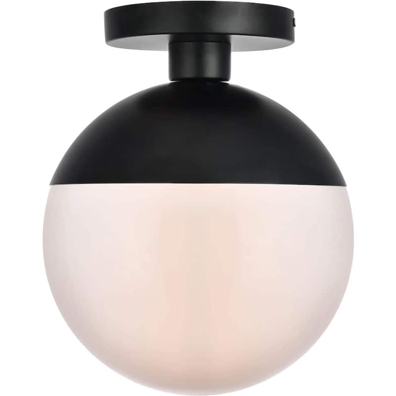 Roseto EGCF83490 Atlante Single Light 10" Wide Semi-Flush Globe - Black