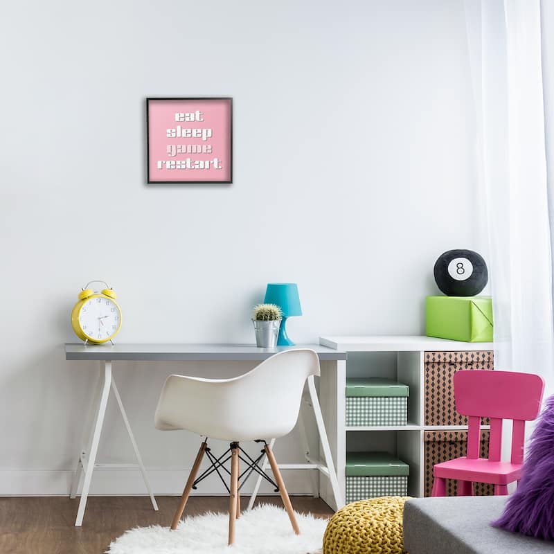 Stupell Gamer Phrases on Pink Framed Giclee Art Design By Yass Naffas Designs