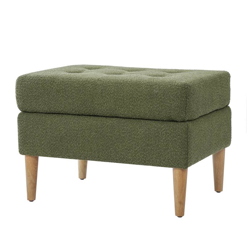 Christopher Knight Home- Modern Mid-Century Upholstered Tufted Ottoman with Solid Wood Legs & Versatile Use