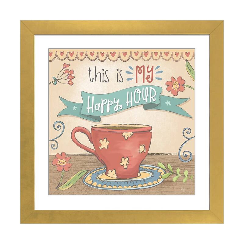 iCanvas "Coffee Happy Hour" by Mollie B. - Gold - 24x24x1