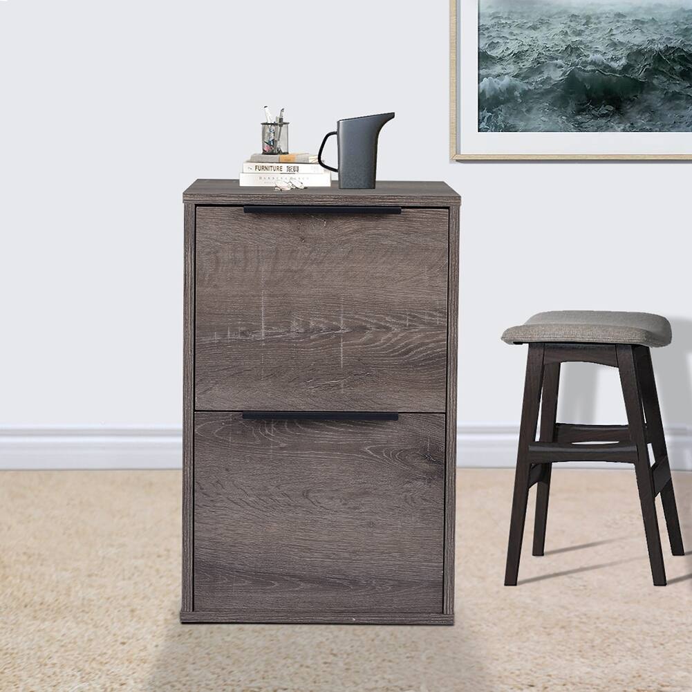 Home Office MDF Vertical Filing Cabinet with 2 Drawers Walnut