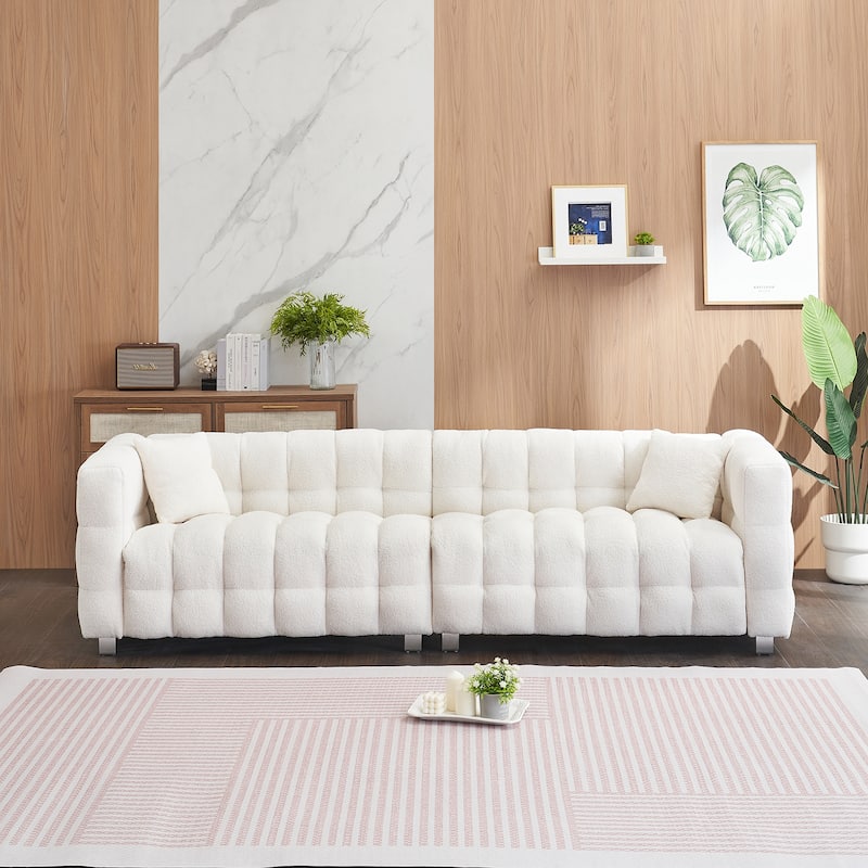 102'' teddy velvet four-seater modern style sofa