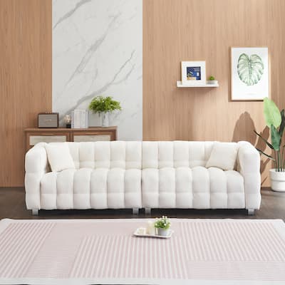 102'' teddy velvet four-seater modern style sofa