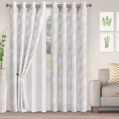 Superior Foliage Vintage Rustic Leaves Sheer Curtain Set with 2 Panels