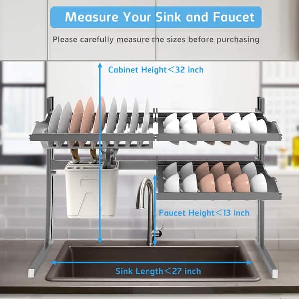 2 Tier Carbon Steel Dish Drying Rack Kitchen Organizer Over The Sink Shelf Storage Rack 27 L 14 W 21 H Overstock 31905963 Dish drain layer hanging wardrobe storage rack holder plate kitchen storag dish dry rack kitchen organizer tools cuisinart dish drying rack kitchen utensil dish rack molecular. usd