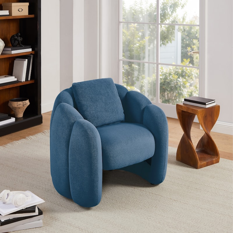 Art Leon Petal Accent Barrel Chair with Pillows - Blue