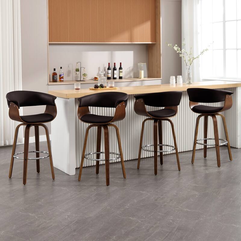 Modern Swivel Bar Stools Upholstered Counter Height Stools, Set of 2