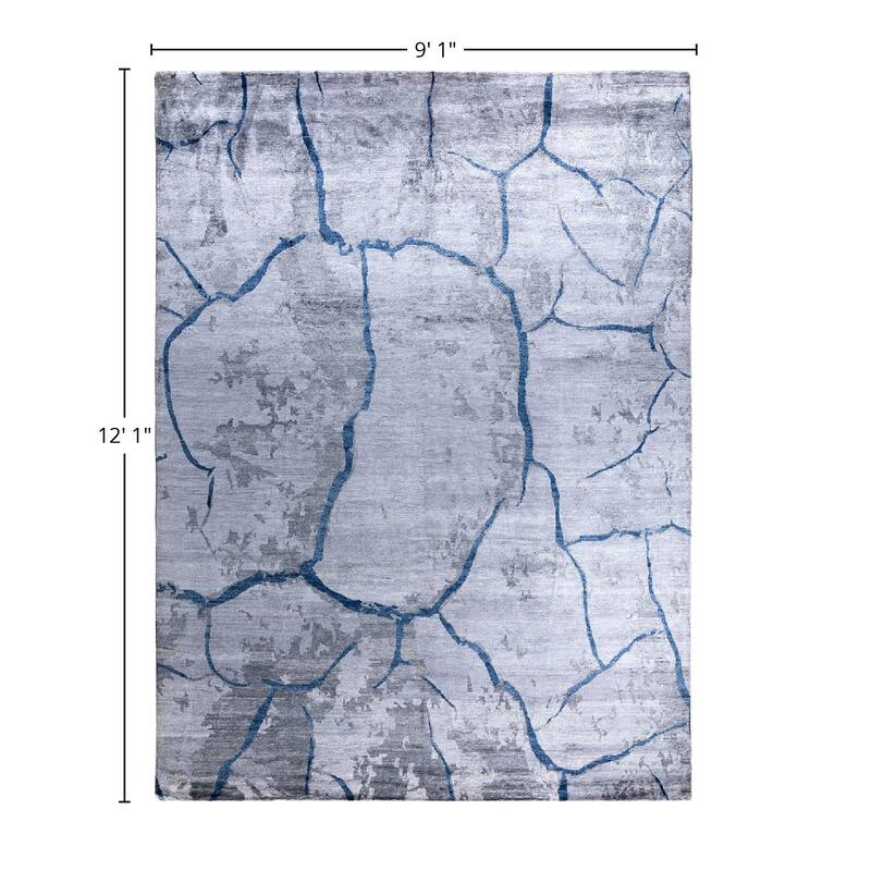 Modern One-of-a-Kind Hand-Knotted Area Rug, Gray - 9' 1" x 12' 1"