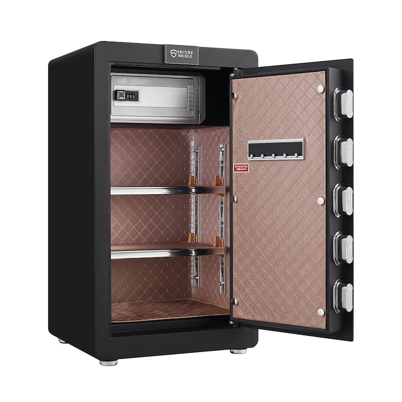 Safe Box with Biometric Recognition, Built-in Removable And Flexible Compartment Partition, Dual Protection