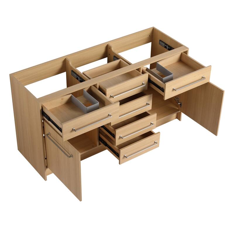 Beingnext 48"/60" Bathroom Vanity with Sink, Freestanding Bathroom Vanity with 6 Drawers and 2 Doors