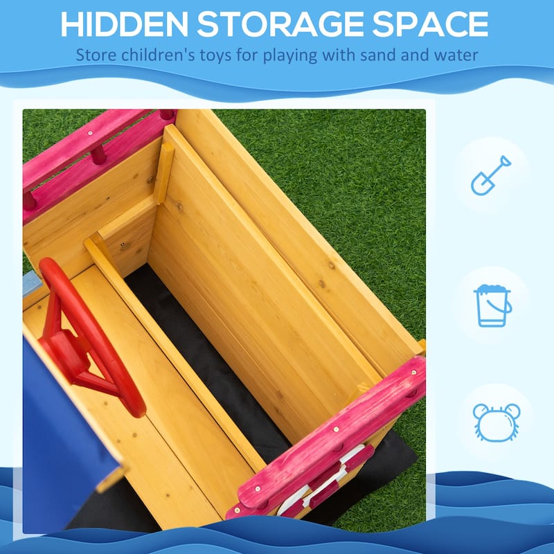 Kids Picnic Table with Umbrella and Storage Inside, Sand and Water Table, Kids Outdoor Furniture, Wooden Bench Backyard