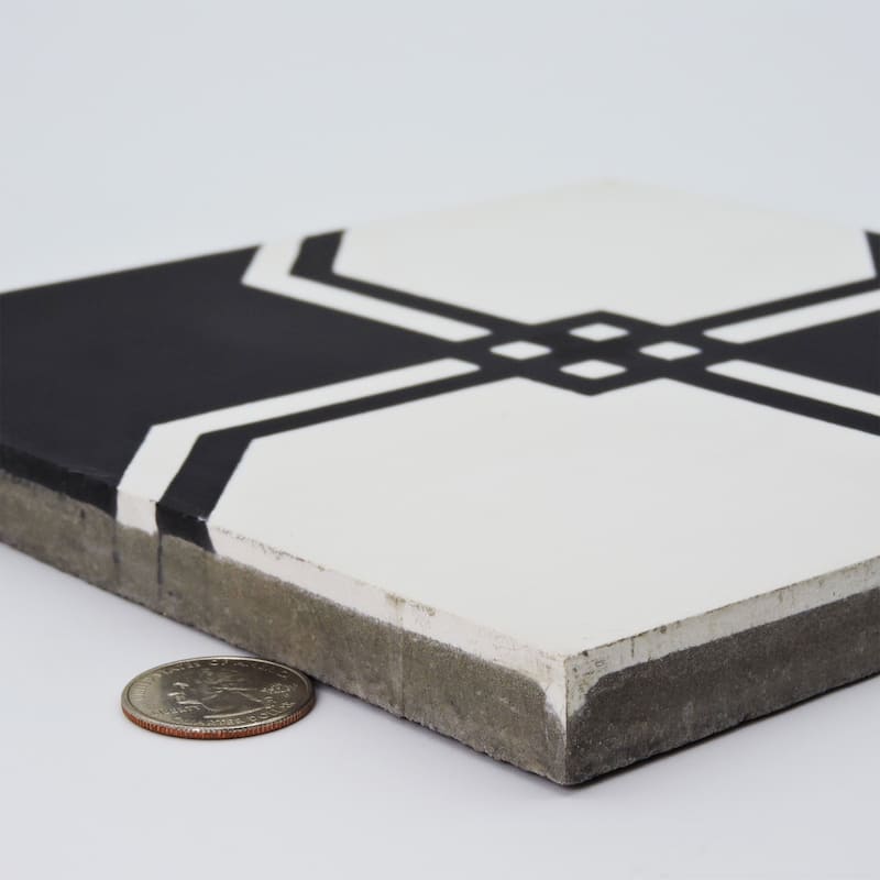 Handmade Marakech in Black and White Tile, Pack of 12 (Morocco)