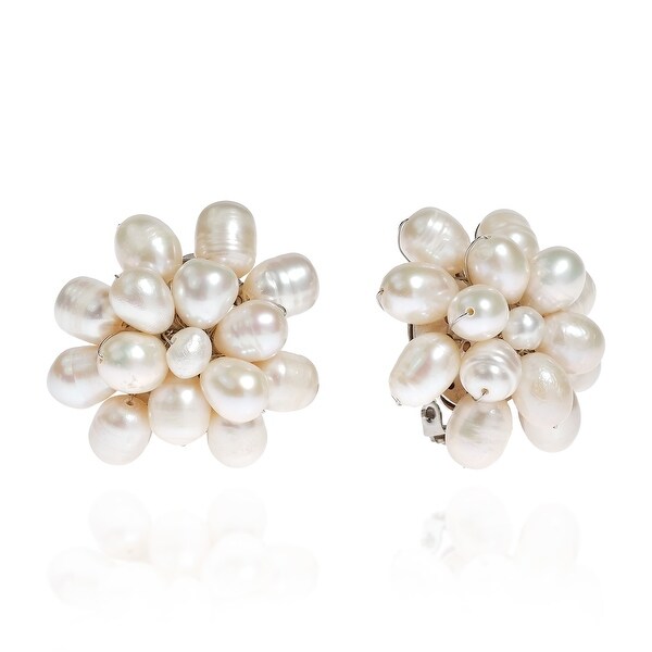 Imitation Pearl Cluster Flower Simple Post Stud Drop Dangle Earrings