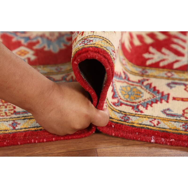 Traditional Kazak Accent Rug Hand-Knotted Geometric Wool Carpet - 2'10" x 4'2"