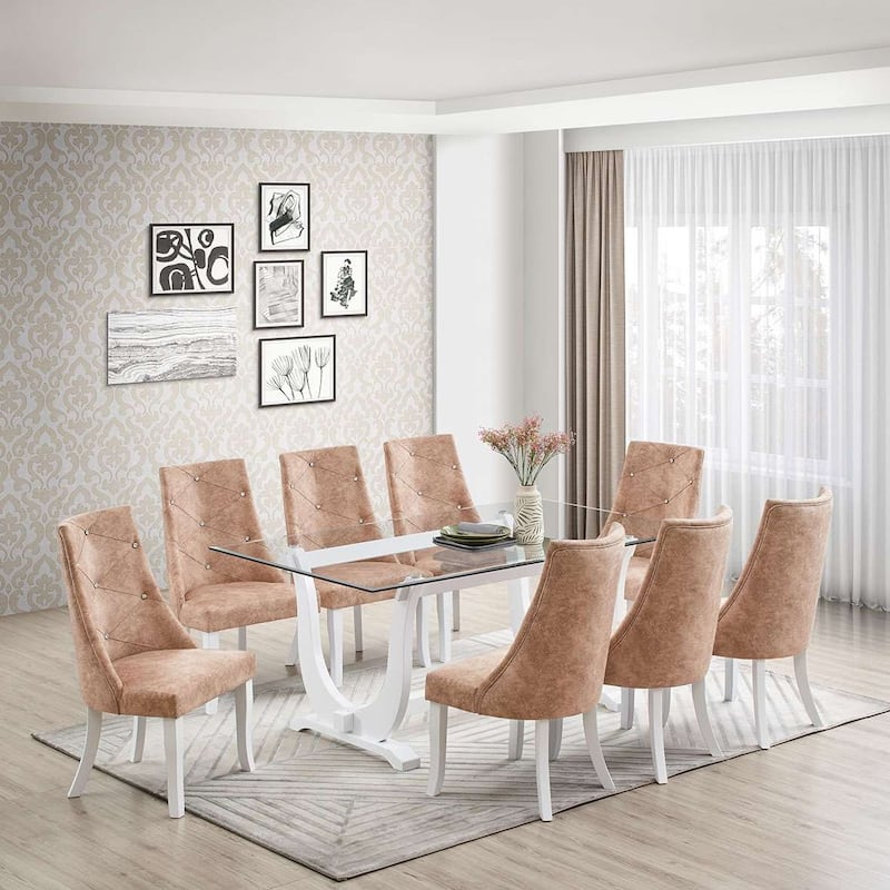 Upholstered Dining Room Chairs, Set of 2, Light Brown