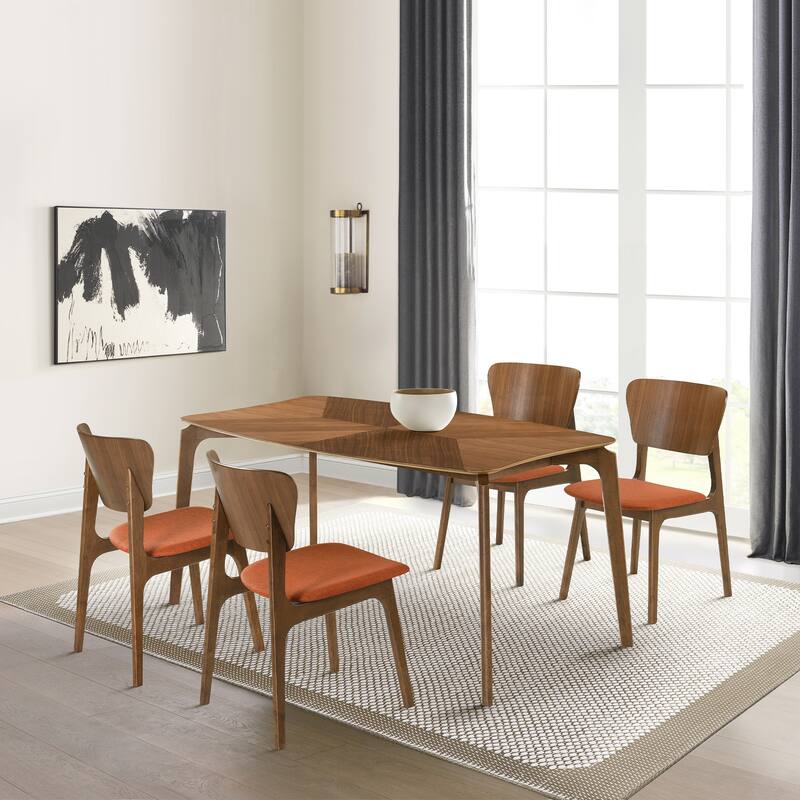 Kalia 5 Piece Wood Dining Set - Orange/Walnut