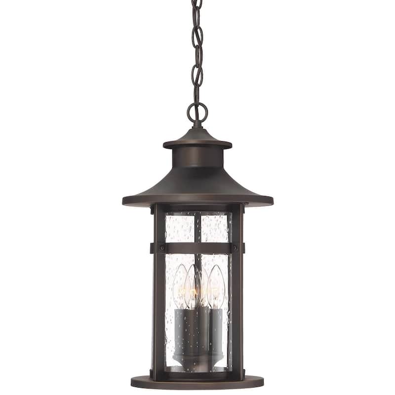The Great Outdoors Highland Ridge 3 Light 8" Wide Outdoor Mini Pendant - Oil Rubbed Bronze / Gold Highlights