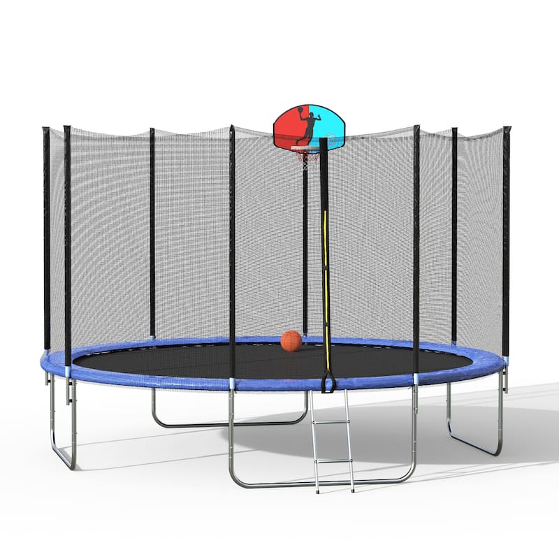 12FT Round Trampoline with Safety Enclosure Net