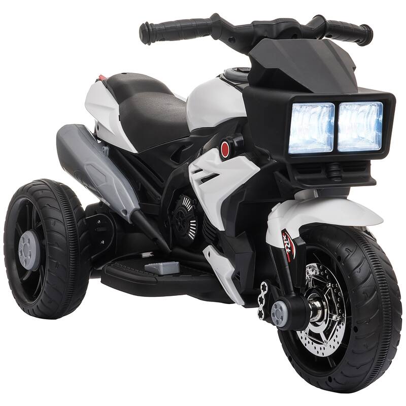 All Terrain Kids Electric Motorbike with Triple Wheel Safety and Real Engine Sound for Outdoor Adventure and Gift Giving - White