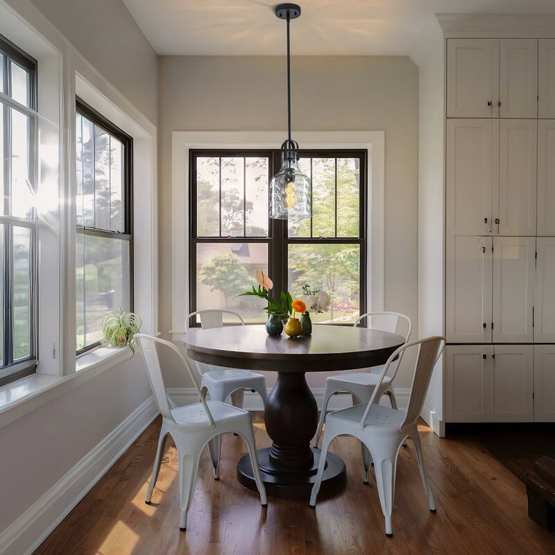 Starsky 1-Light 7.09in. Modern Globe Single Clear Hammered Glass Pendant