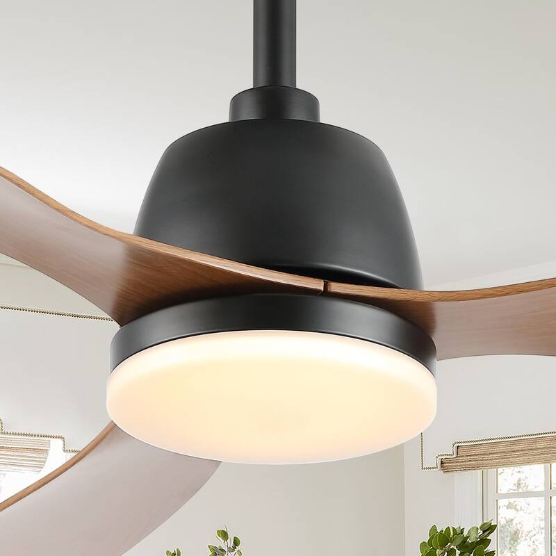 Aldrin 52" 1-Light Industrial Iron/Plastic Mobile-App/Remote-Controlled 6-Speed Propeller LED Ceiling Fan, by JONATHAN Y