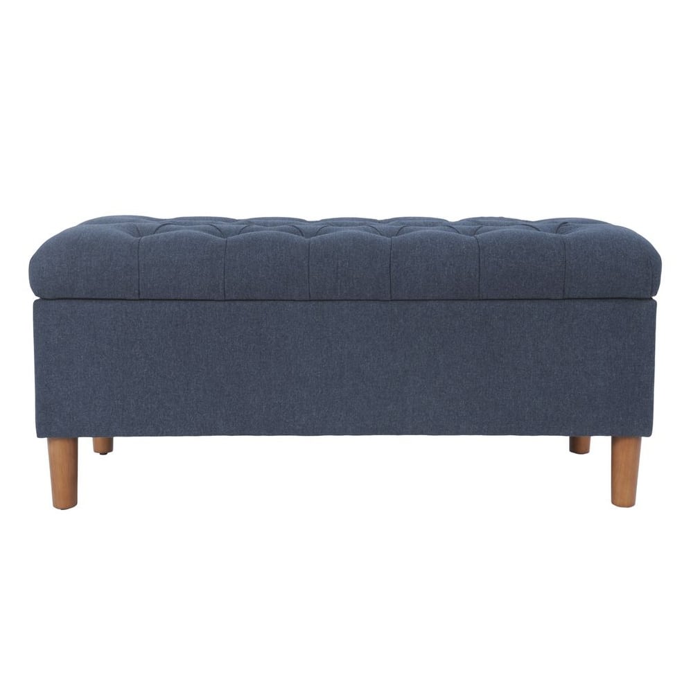 HomePop Button Tufted Top Storage Bench with Wood Legs