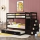 preview thumbnail 36 of 37, Twin Over Twin Bunk Bed, Solid Wood Staircase 3-in-1 Bunk Bed Frame