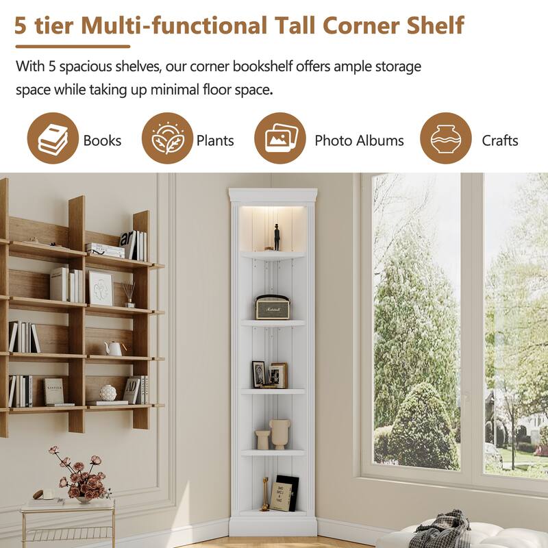 83.4"Tall Bookshelf with Two Corner Shelf Suite,Bookcase with 3 Drawer and Open Shelves