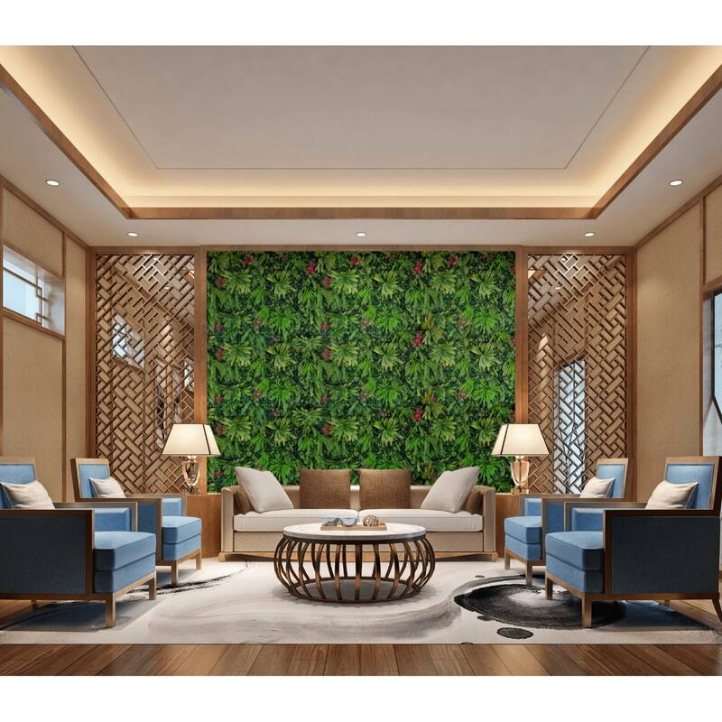 Artificial Green Foliage UV-protected for Outdoor Decor (Set of 4)