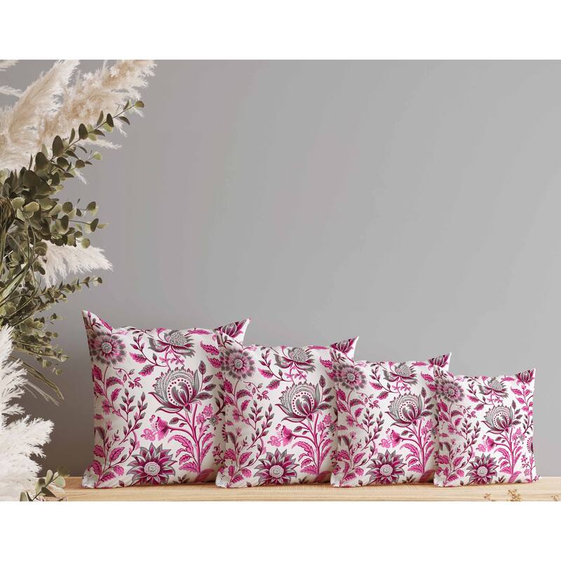 Sanganeri Block Print Faux Suede Reversible Throw Pillow Pink and Grey