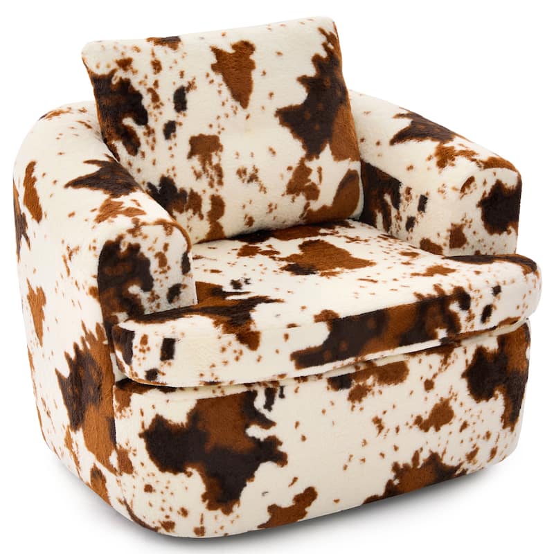 Roomfitters 360° Swivel Sofa Barrel Chair, 36.6-Inch Round Accent Chair with Dual-Layer Cushion for Living Room, Bedroom