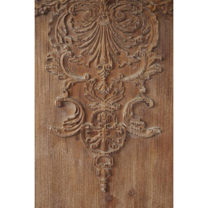 Wood Floral Carved Antefix Wall Decor - Set of 3 Brown - Roche River Decor