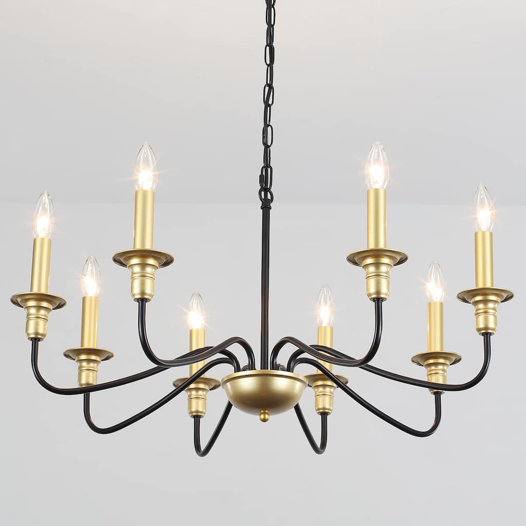 8-Light American Country Design Chandelier, Candle Style Chandelier for Dining Room Living Room Bedroom Kitchen - N/A