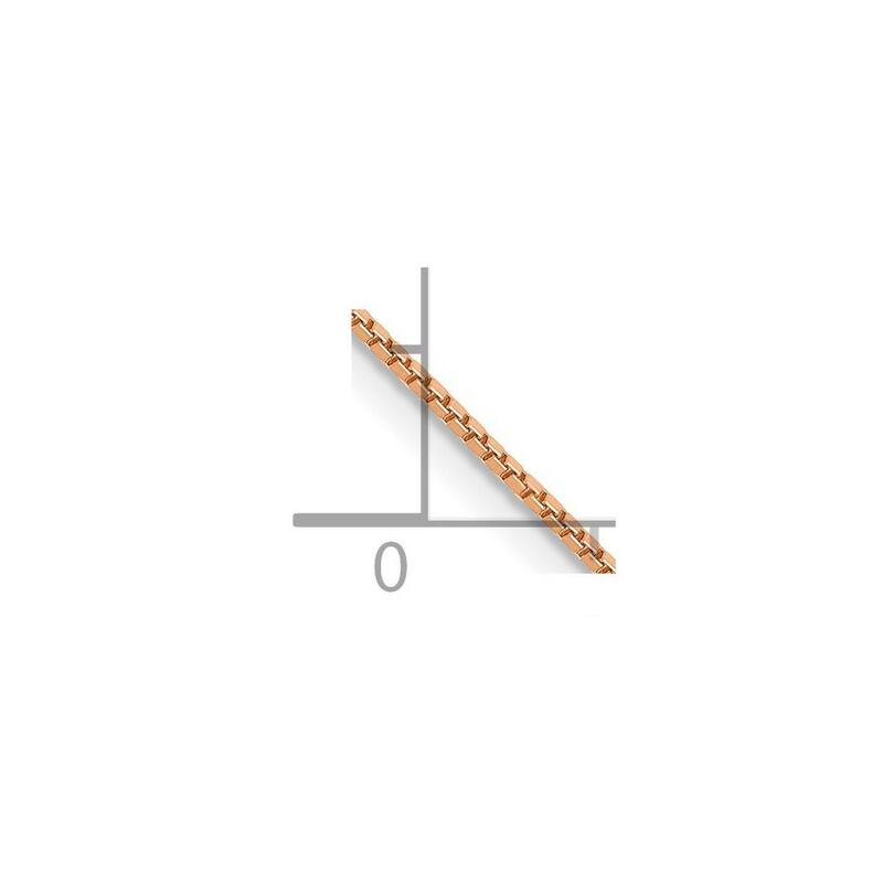 Curata 14k Rose Gold 7" Solid 0.8mm Box Link Chain Bracelet