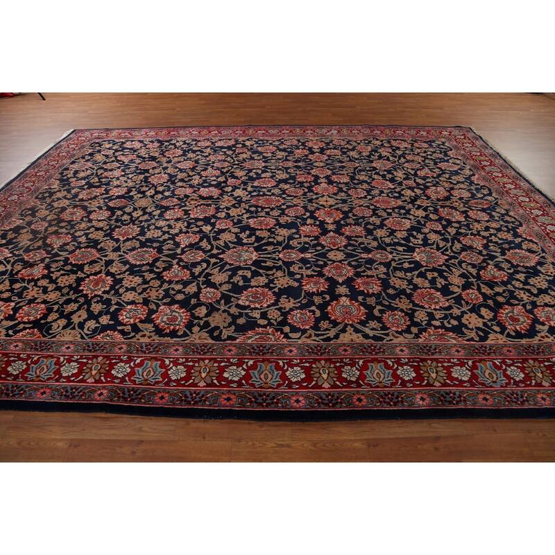 Vegetable Dye Blue Mood Persian Vintage Area Rug Handmade Wool Carpet - 9'10"x 12'10"