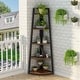 preview thumbnail 9 of 20, 70 inch Tall Corner Shelf, Rustic Ladder Corner Bookshelf Bookcase