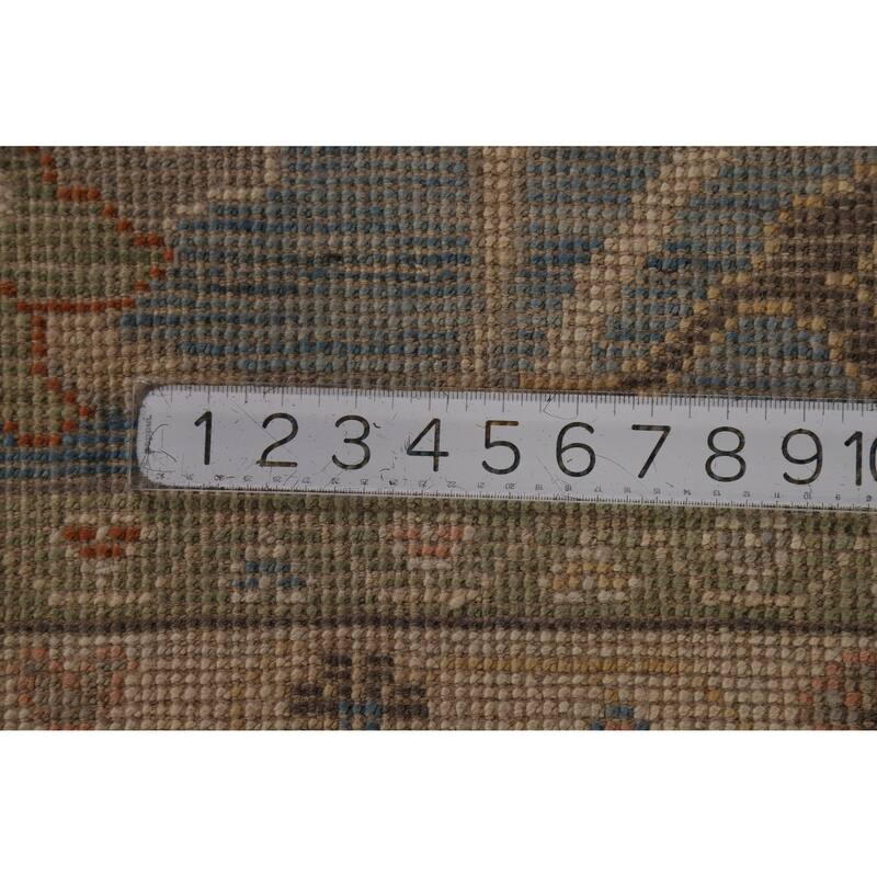 Hand Knotted Oriental 100% Wool Carpet Transitional All-Over Green Oushak Area Rug - 15' 1'' X 12' 2''