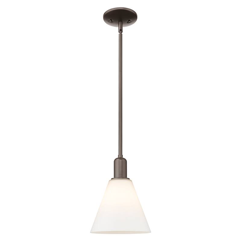 Innovations Lighting Endless Possibilities Arcadia - Berkshire Glass - 1 Light 8" Stem Hung Mini Pendant - Oil Rubbed Bronze/Matte White