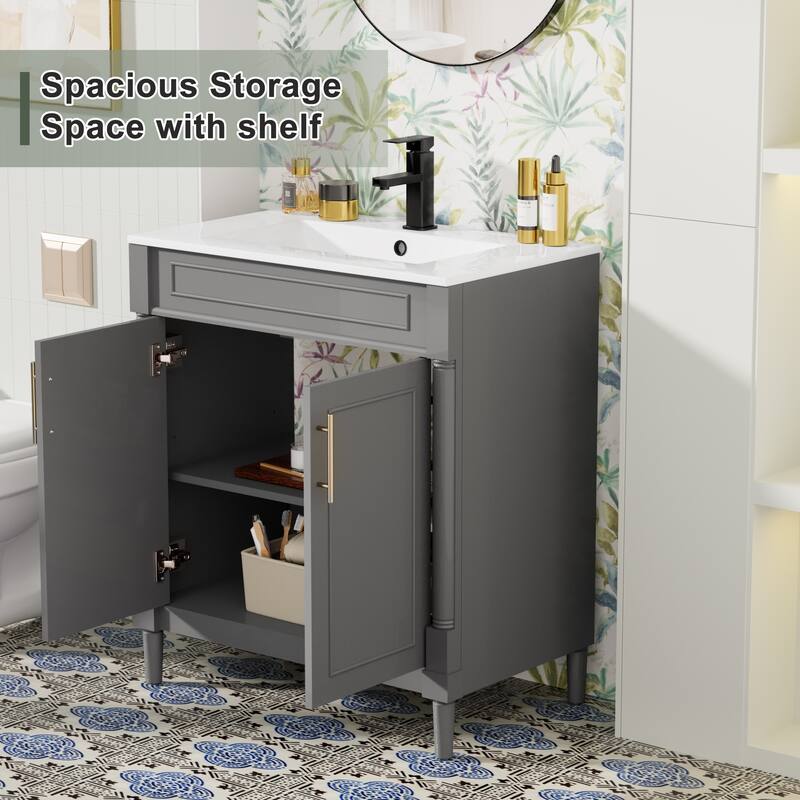 24"/30"/36" Retro Bathroom Vanity W/ Drop in Sink Combo Cabinet Set