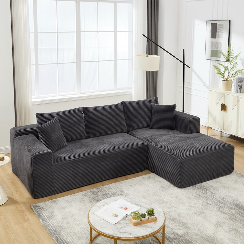 108.7" Modular Sectional L-Shape 3 Seat Memory Foam Couch Sofa - Grey