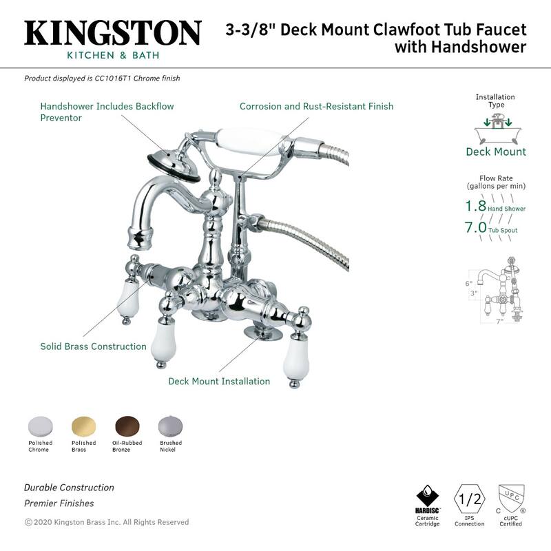 Kingston Brass Vintage Deck Mounted Clawfoot Tub Filler with Personal