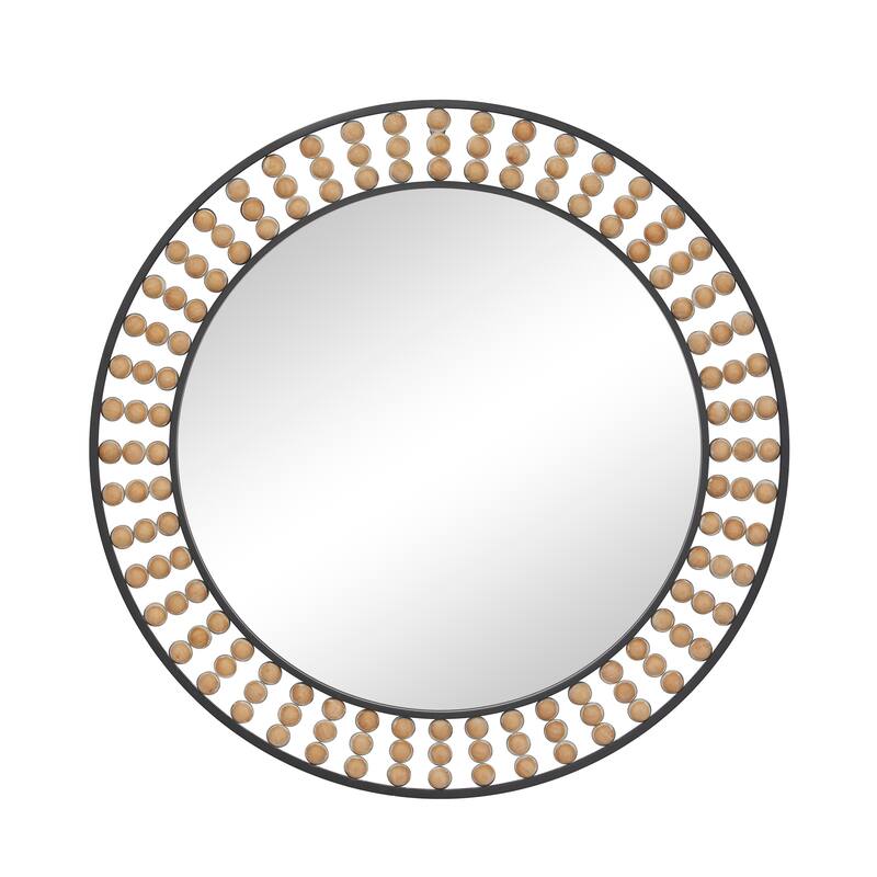Contemporary Metal Wall Mirror with Beaded Detailing - White or Black