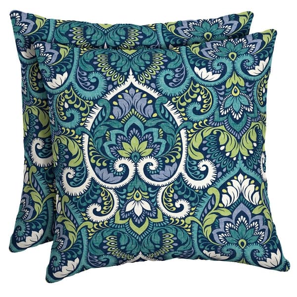 slide 1 of 9, Arden Selections Sapphire Blue Leala Damask Throw Pillow, 2 Pack - 16 in L x 16 in W x 5 in H