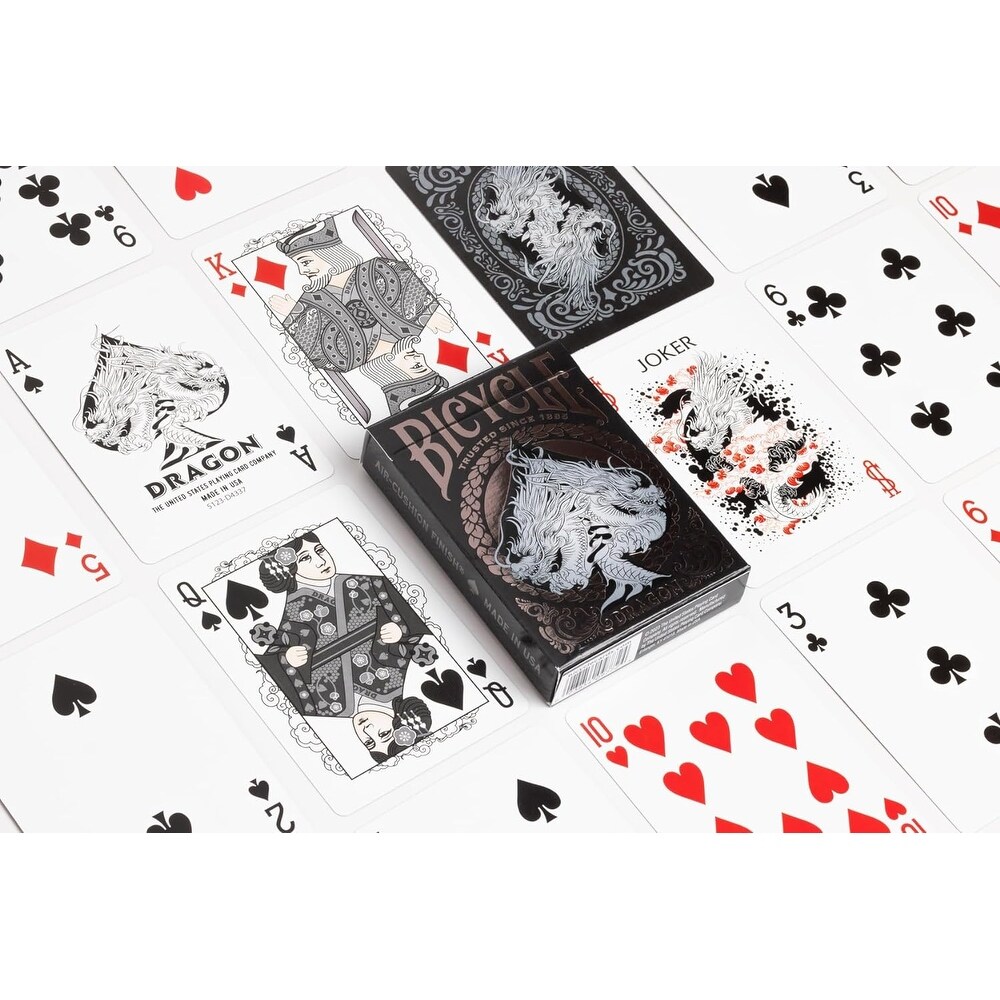 Bicycle Black Dragon Silver Foil Premium Playing Cards - Bed Bath