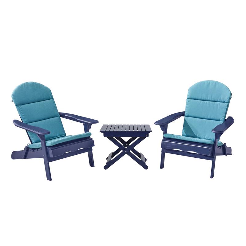 Malibu Outdoor 2 Seater Acacia Wood Chat Set with Water Resistant Cushions by Christopher Knight Home - Navy Blue + Dark Teal