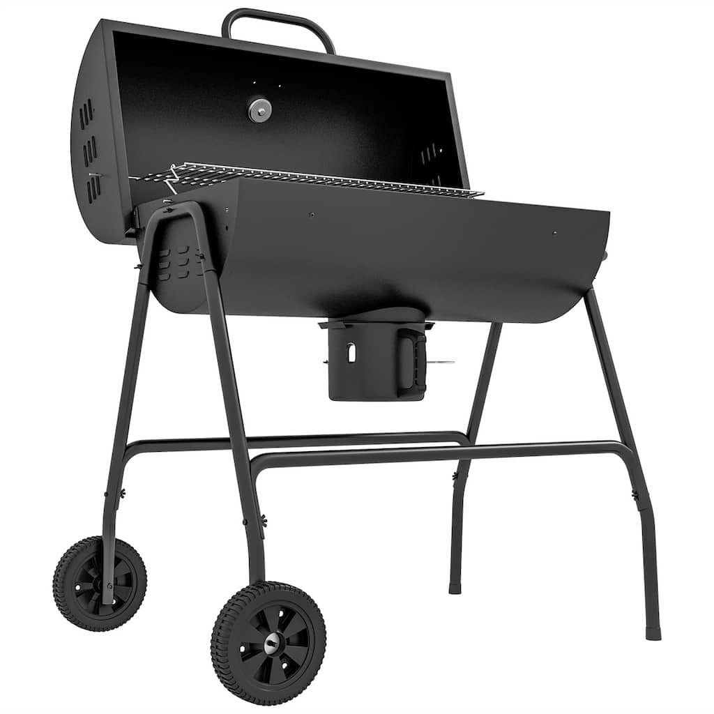 8-Burger Charcoal Grill with Wheels and Warming Rack - 38.5" L x 28.25" W x 40.25" H