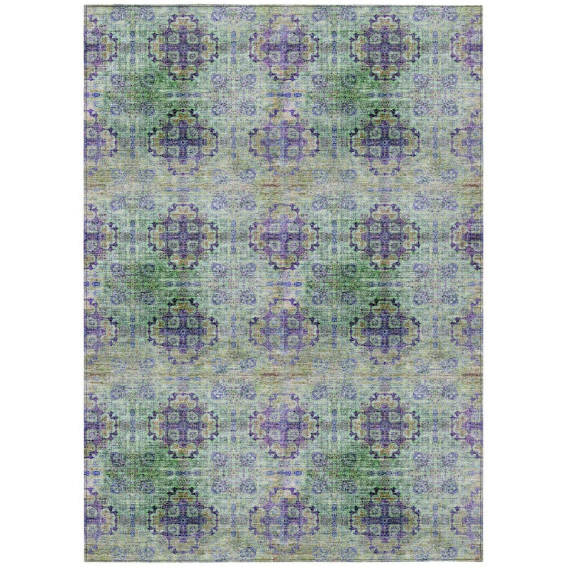 Altolu Garden-Inspired Weather Resistant Classic Meets Modern Runner Outdoor Rug - 5' X 8' - Multi