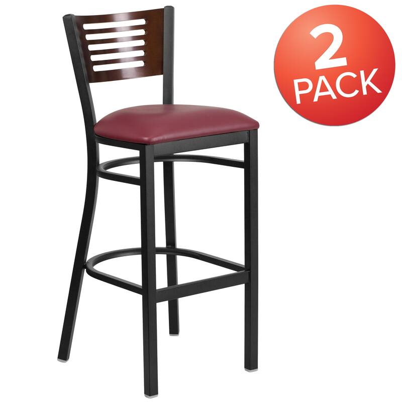 2 Pk. Hercules Series Decorative Slat Back Metal Restaurant Barstool - 19.75"W x 20"D x 43"H - 19.75"W x 20"D x 43"H