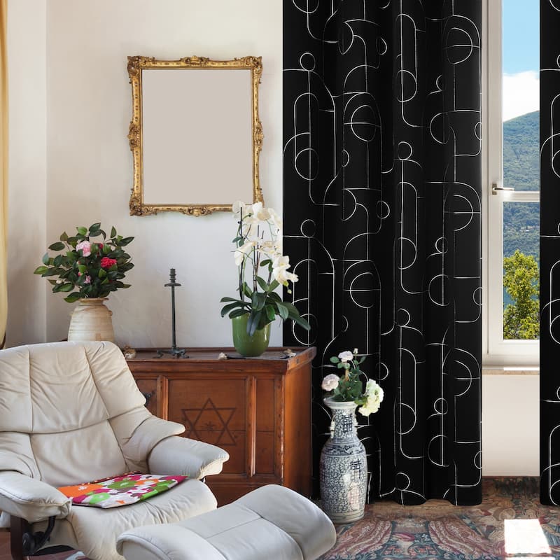 Deconovo Silver Pattern Blackout Curtains Grommet Top (2 Panels)