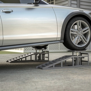 Chevron Ramp 2 Pack Hydraulic Car Ramps,5T 11000lbs Low Profile Car Lift Service ...
